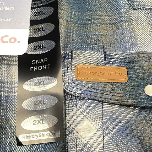 Men’s Extra Heavy Pearl Snap Plaid Flannel Outdoor Shacket Blue Gray Wht 2XL NWT - Picture 5 of 8